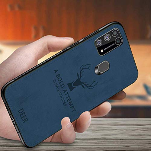 Image of Deer Series Shockproof Anti Slip Leather Finish Soft TPU Case Cover for Samsung Galaxy M31 - Blue