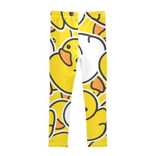 Happy Ducks Yellow Toddler Girls Leggings Kids Pants Cute Cartoon Pink Kids Clothing Size 9-102