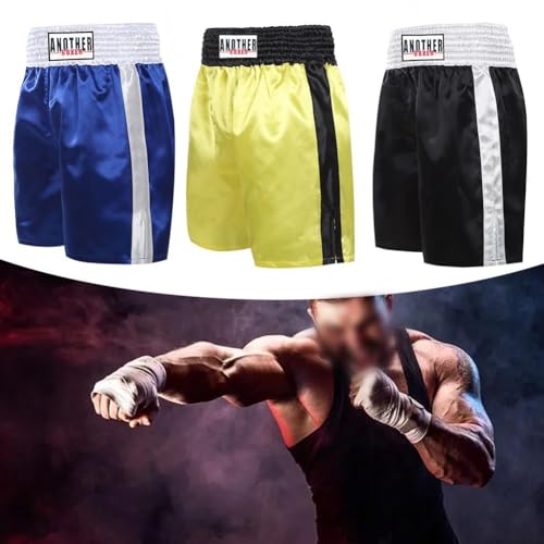 Pantalones cortos de boxeo unisex para entrenamiento de artes marciales mixtas y muay thai, de poliéster transpirable con cintura elástica, pantalones cortos de entrenamiento para adultos (M, azul) - imagen 2