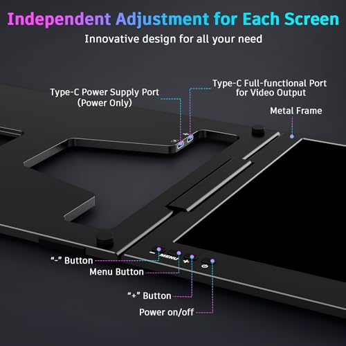Image of QQH 15.6 inch Laptop Screen Extender, 1080P Triple Portable Monitor for Laptop with Ultra-Slim IPS Display, USB-C Plug and Play Extended Screen Compatible with MacOS, Windows, Android for 12-16 inch Laptops