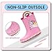 EUXTERPA Toddler Rain Boots for Girls Waterproof Kids Printed Rubber Boots with Easy On Handles, Pink Unicorn, Toddler Size 7