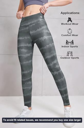 Image of TECHNOSPORT Womens Skinny Fit Activewear Tights for Running, Gym, Sports and Regular Use, Antimicrobial and Printed