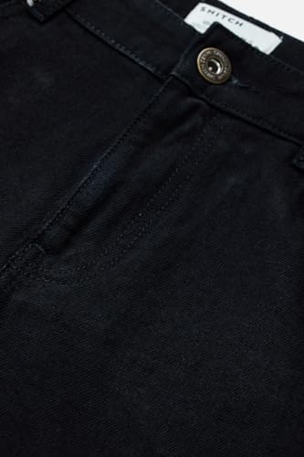 Image of SNITCH Men Casual Jeans | Relaxed Fit Straight Leg Washed Pattern & Drawstring Closure | 100% Cotton Denim Fabric for All Day Comfort & Everyday Wear