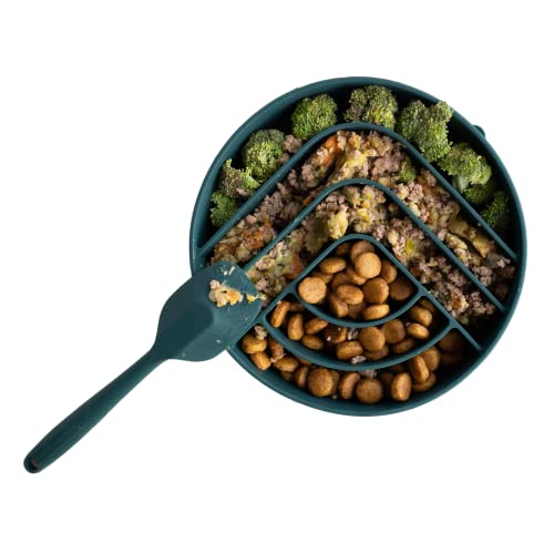 Burly’s Slow Feeder Dog Bowl + Spatula By The Burly Brand, Gulp-Free Design, Longer Mealtime, Health And Wellness, Silicone Dog Bowl For Medium To Large Breeds. Dog Bowls For Large Dogs. (Dark Green) #TOP21