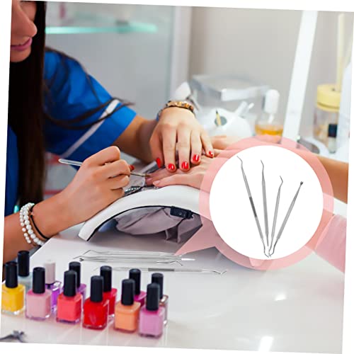 NOLITOY Nail Art Steel 4pcs Professional Manicure Tool Set Nail Push Scraper Cuticle Pusher