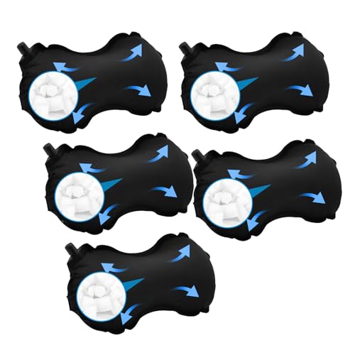 SEYAMIO Inflatable Lumbar Pillow for Airplane Travel, Office Chair & Car - Self-Inflating Back Support Cushion for Long Flights, Commuting & Work - Portable Neck & Spine Pain Relief,Blakc,5Pack