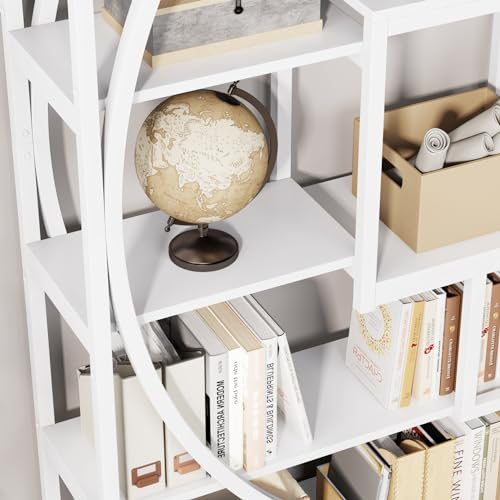 Image of Tribesigns Bookshelf, Modern 5-Tier Etagere Bookcase, 70.8 inch Tall Bookshelf with 8 Open Storage Shelf, Book Shelf Display Tack Shelving Unit for Home Office Living Room, White