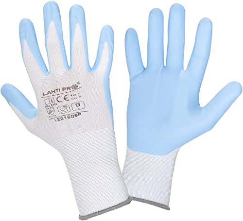 Lahti PRO Gants en nitri. Blanc et non. L221609P, Carte, 9", CE Cover