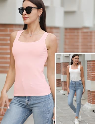 Image of BQTQ 5 Pack Women's Tank Tops Square Neck Sleeveless Ladies Tank Top Undershirts