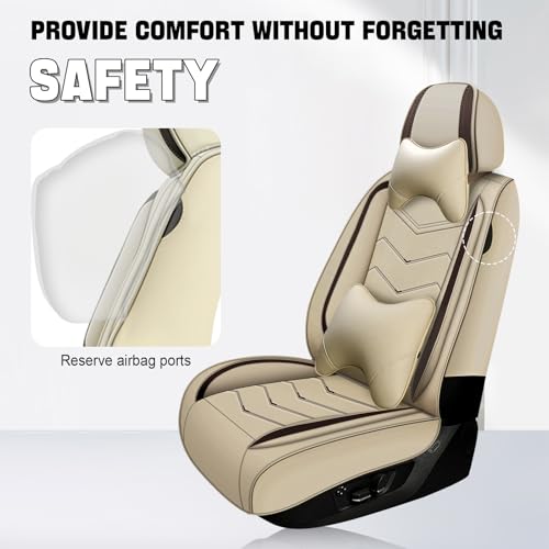 Image of Car Seat Cover for Jeep Wrangler 2000-2026, Driver's Seat Covers,Non-Slip Waterproof seat Cover,Wear-Resistant Nappa Leather car seat Covers. (Luxury 2 Seats /Beign)