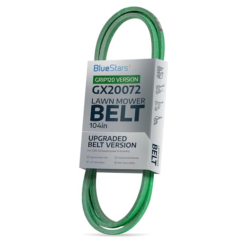Image of [Upgraded Grip120] BlueStars GX20072 GY20570 Deck Belt | 1 /2 inch x 104 inch | Deck Belt Replacement for 42 Inch Deck John Deere D105 E100 LA105 LA110 LA120 Mowers