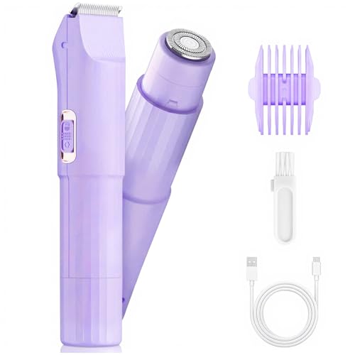Rasoir Électrique Femme, 3 en 1 Tondeuse Visage et Zones Intimes, Pour Jambes, Bras, Aisselles et Maillot, Rechargeable USB, Câble Inclus, Adapté aux peaux sensibles (Violet)