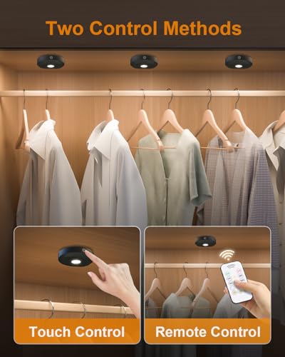 Image of WILLED Puck Lights with Remote Control,3 Colors Under Cabinet Lighting Wireless,Rechargeable Battery LED Tap Light,Timer Function Stick On Lights for Kitchen,Cabinet,Counter,Closet, Shelf,3 Pack