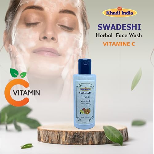 Image of Khadi Natural 100% Herbal Vitamin C Face Wash - Brightening & Anti-Pigmentation Cleanser for Glowing Skin, Boosts Radiance with Natural Antioxidants, Sulfate & Paraben Free - 420ml