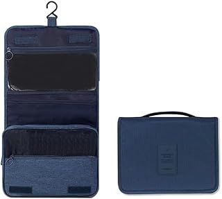شنطة سفر معلقة لادوات الزينة للنساء والرجال - منظم مستحضرات التجميل والمكياج بلون ازرق داكن مع جيوب متعددة للتخزين الفعال، من جوسول