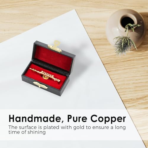 Image of EASTROCK Flute Brooch Pin, 2.2In Gold Plating Flute Pin, Mini Flute Brooch with Case for Music Festival Music Lover Home Decoration, Flute Gift