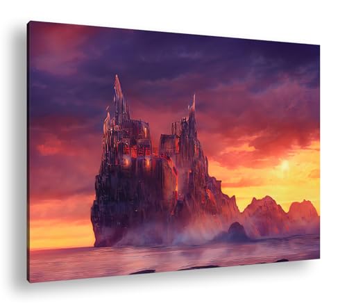 Toile murale de château mystérieux 90x60 cm pour la décoration du salon