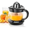 Aigostar Orange Juicer Electric Citrus Juicer, 700ml Bowl with Scale, 2 Citrus Cones, Tow Way Rotation, Filter, Lemon Juicer for Orange Lime Lemon Grapefruit, Black - Percy 30AQ0