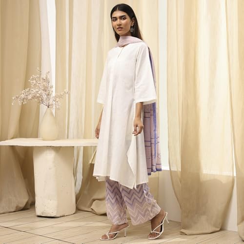 Image of BIBA Women Cotton Straight Printed Suit Set