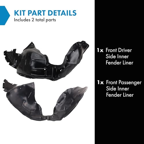 Image of TRQ Front Driver and Passenger Side Inner Fender Liner Set Compatible with 2014-2020 Chevrolet Impala