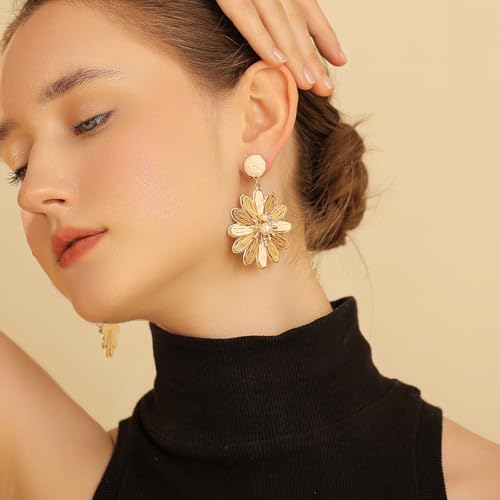 Boho Raffia Flower Earrings for Women – Lightweight Dangle Jewelry, Summer Beach Vacation Accessories3