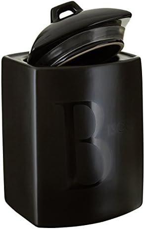 Premier Housewares Text Biscuit Jar Black Biscuit Tin Biscuit Tins Storage Ceramic Tea and Coffee Storage Jars Cookie Jars for Biscuits 14x15x23