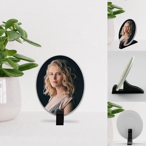Image of Personalized Ceramic Photo for Headstone, Waterproof Picture Frame for Grave Custom Cemetery Tombstone Pictures Porcelain Cameo Funeral Portrait Memorial Monument Photo for Burial Stone Oval