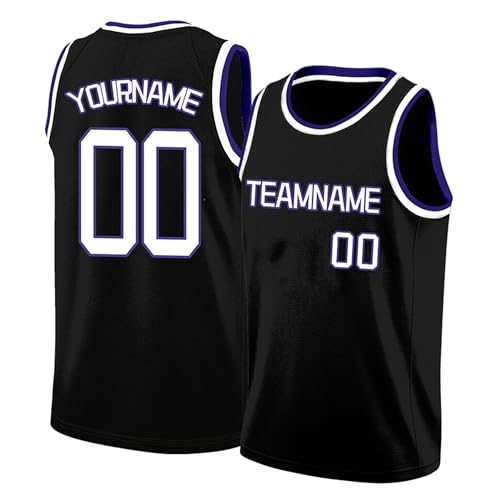 Image of Custom Basketball Jersey for Men - Personalized Name & Number, Embroidered or Printed, Athletic Shirt for Kids, Boys & Youth