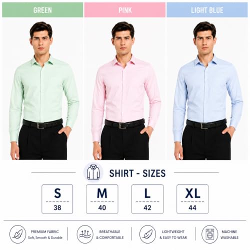 Image of Men's Solid Formal Shirt | Premium Cotton Rich Full Sleeves Shirt | Comfort Fit Office Wear Shirt with Single Chest Pocket | Stylish Casual & Formal Shirt for Men