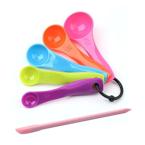5 cucharas de medir con 1 rascador, cuchara de cocina, cuchara de comer, cuchara de medir, rascador en envase, extractor de salsa, apto para cocinar en cocina, comedor