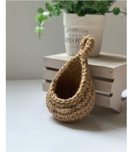 Image of Hanging Fruit Basket, 3 Tier Woven Jute Wall Hanging Basket for Organizing, Hanging Produce Basket for Fruit & Vegetable Storage, Boho Kitchen Decor, Wall Basket Storage (Jute - Set 1 small)
