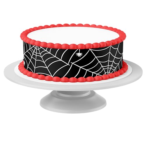 Cinta para tartas Telaraña comestible - 4 piezas á 24cm x 5cm apta para tartas de hasta 30 cm para comer - decoración creativa para tartas