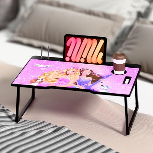 Image of LIDBOX Smart Multipurpose Foldable Laptop Table with Cup Holder, Study Table, Bed Table, Breakfast Table, Foldable and Portable /Ergonomic & Rounded Edges /Non-Slip Legs (COT BARRBII)