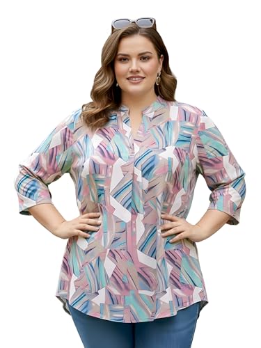 Image of Indietoga Women Plus Size Abstract Print Rayon Tunic Top (XL to 7XL)