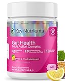 KEY NUTRIENTS Gut Health Hydration – Passionfruit Lemonade, Fiber Supplement with 3g Prebiotic Fiber & Akkermansia Probiotics for Women and Men, Sugar Free Electrolytes Powder, 16 Servings