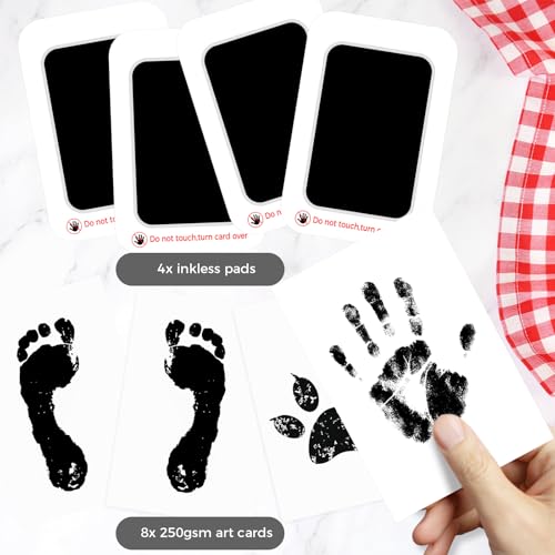 CNMTCCO Pfotenabdruck Set Hund, 4 Stück Fußabdruck Baby, Berührungsloses Baby Abdruckset, Baby Erstausstattung Neugeborene