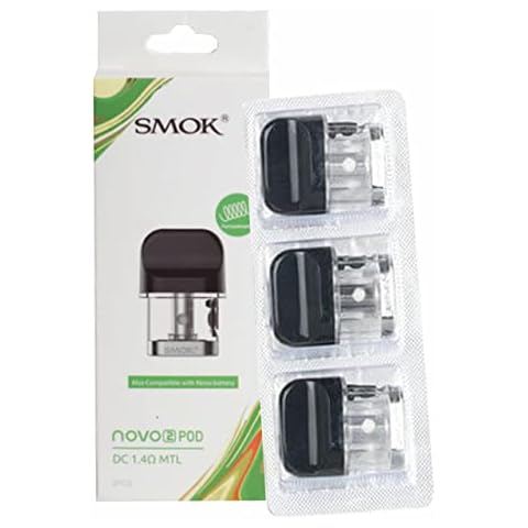 SMOK Novo 2 DC MTL Pod 1.4ohm Replacement Pods for SMOK Novo 2 Kit SMOK Novo Kit (Pack of 3) No Nicotine Cover