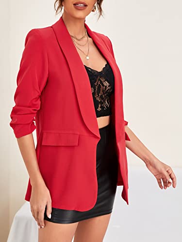 WDIRARA Women's Graphic Print Blazer Color Block Button Down Long Sleeve Lapel Work Business Casual Blazer Jacket4