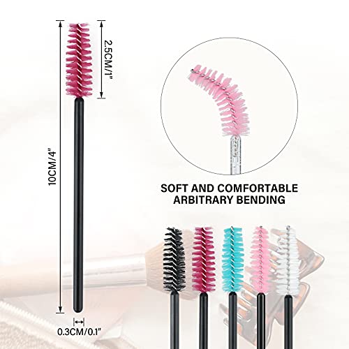 Image of G2PLUS 100PCS Disposable Eyelash Brushes, Adjustable Mascara Wands Makeup Applicator, Lash Spoolies Brushes for Eyelash Extensions and Eyebrows (Multi-colored)