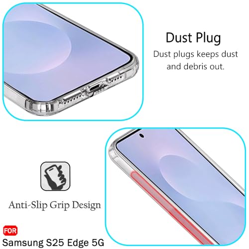 Image of TheGiftKart Back Cover Soft Case for Samsung Galaxy S25 Edge 5G | Best Camera Protection | Inbuilt Dust Plugs & Anti-Slip Grip | Ultra Clear Slim Back Cover Case (Silicone, Transparent)