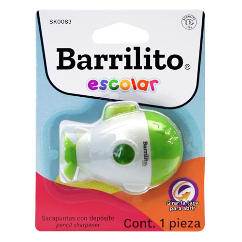 Listado de Sacapuntas los más recomendados. 39 Barrilito Sacapuntas plástico con deposito, en forma de submarino, blíster con 1 pieza. SK0083