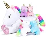 16inch Unicorn Stuffed Animals -Unicorn Gifts for Girls -5 in 1 Plush Mommy Unicorn PlaySet with 4 B