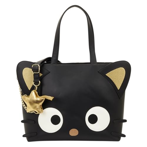 Loungefly Sanrio: Chococat - Gold Stars - Embroidered Facial Tote Crossbody with Coin Bag - Great for Kids & Adults - Collectible Bags
