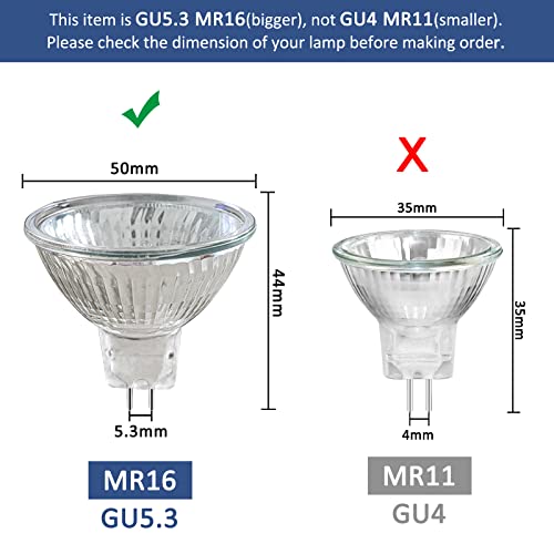 Caldarax 8 Stück MR16 GU5.3 20W 12V Halogenstrahler, Dimmbar 2700K Warmweiß, 210LM, Halogen Reflektor Glühbirne, GU5.3 Bi-Pin Base Strahler 36° Abstrahlungswinkel