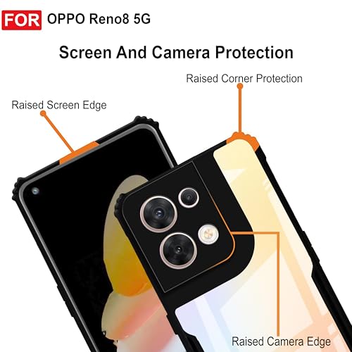 Image of Zapcase Back Case Cover for Oppo Reno8 5G | Compatible for Oppo Reno8 5G Back Case Cover | 360 Degree Back Cover Case | Clear Case with Camera Protection | (TPU + PC | Matte Black)
