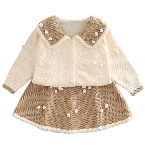 Winter Girls' Knitted Sweater Set Long Sleeve New Year Princess