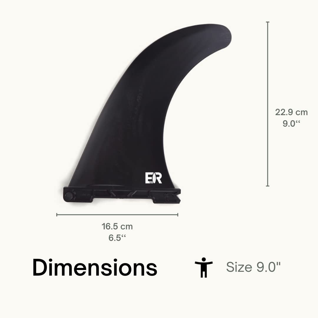 Sustainable Quick-Lock SUP Finne - Made in Germany aus recycelten Kunststoff - Center Finne passend für viele Longboards und Stand Up Paddle Boards (Größe 9.0")