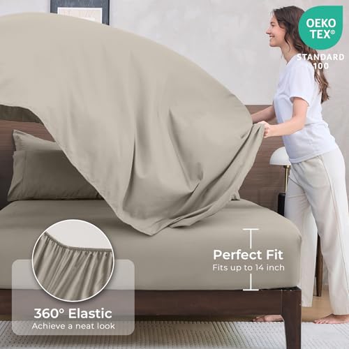 HEVUMYI Oatmeal Twin-XL Comforter Set - 5-Piece All Season Bed in a Bag Twin-XL, Ultra Soft Bedding Set with Comforter, Flat Sheet, Fitted Sheet, Pillowcases, Pillow Shams