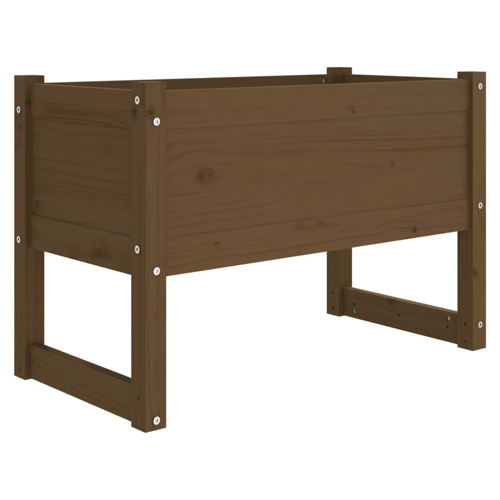 Bac à fleurs en bois massif de pin marron miel pour terrasse durable