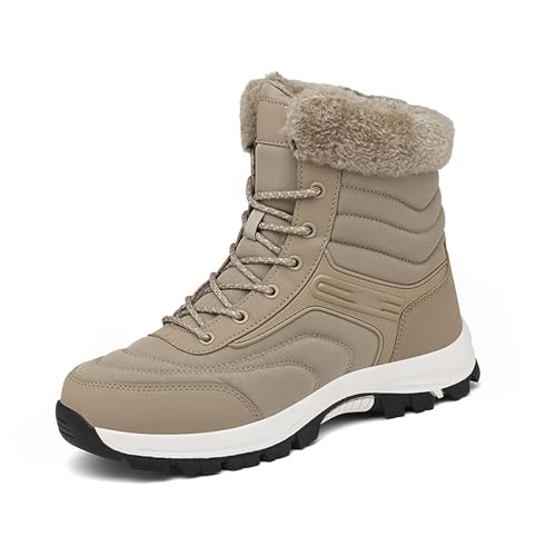 Generisch 2025 Botas de Invierno Aislamiento Calor Forro Cálido Corte Medio Alto Zapatos de Senderismo al Aire Libre para Climas Fríos, caqui, 45 EU
